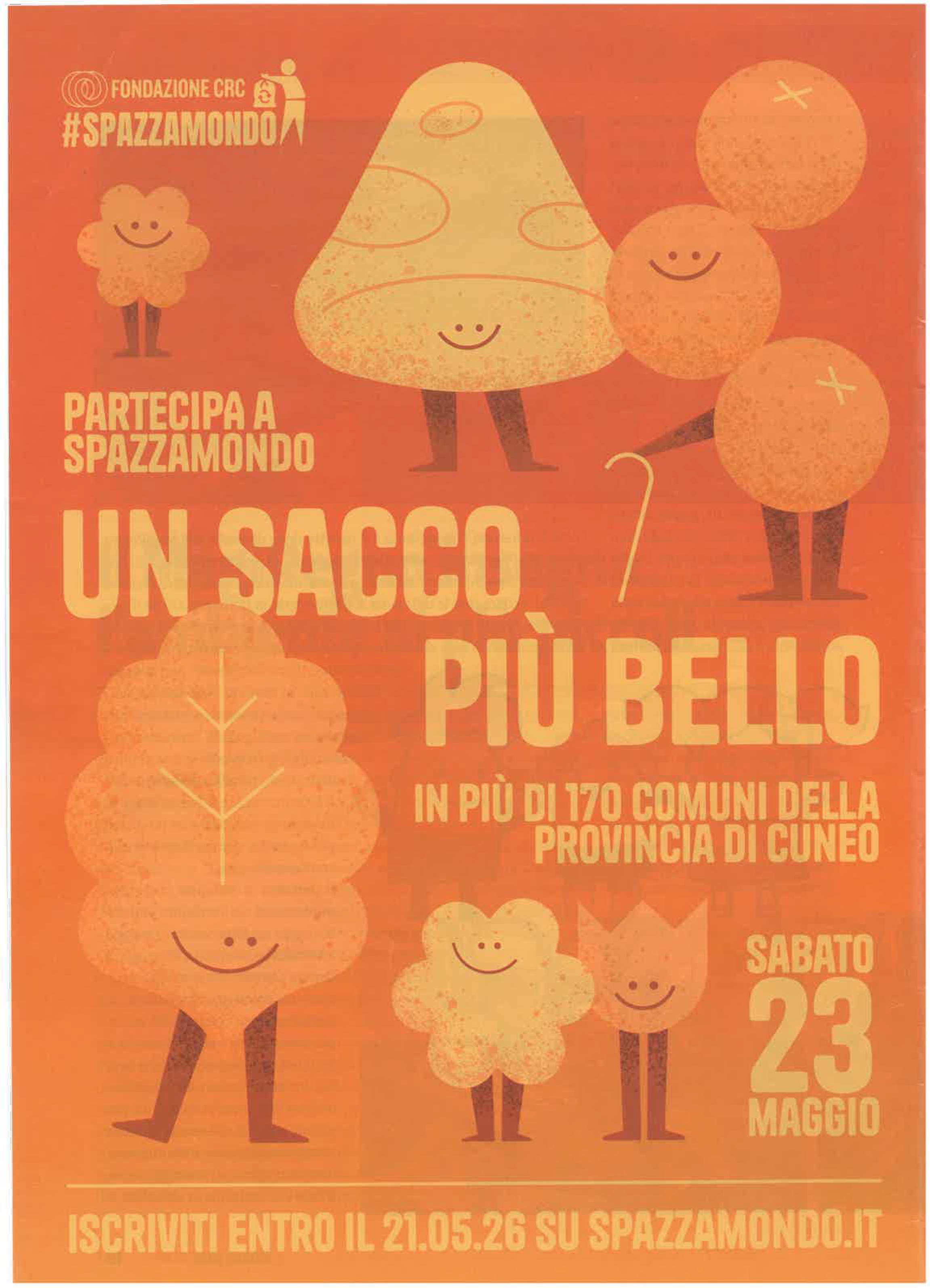 Spazzamondo 2026 sabato 23 maggio 2026 ritrovo presso l'area verde comunale in Via IV Novembre n. 26/A alle ore 09:30